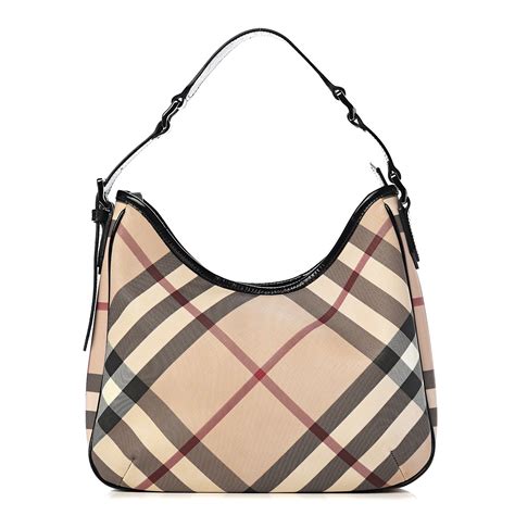 BURBERRY Nova Check Shoulder Bag Black .